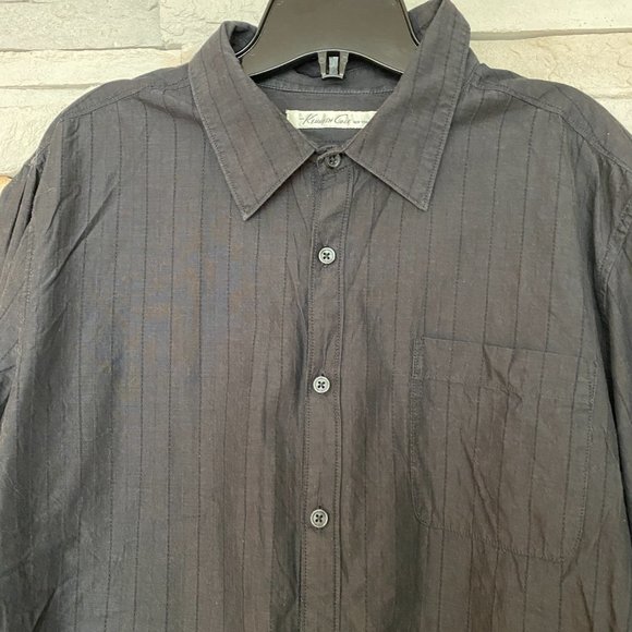 3 for 20$, Kenneth Cole Men 100% Cotton Black Stripe Button Up Shirt Size XL - Picture 8 of 9